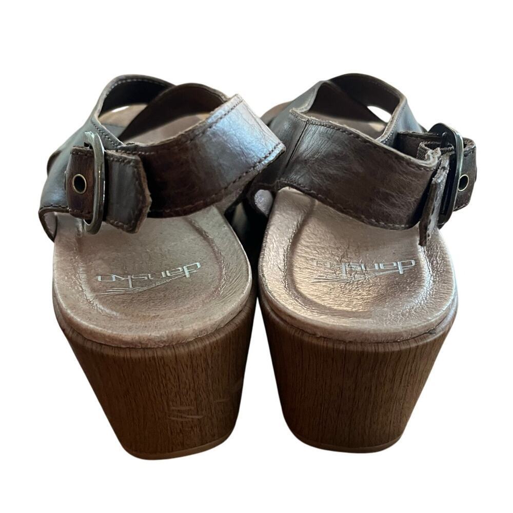 Dansko Brown Leather Sandals Clogs Nubuck Jacinda Slingback Platform 40 - Picture 3 of 4